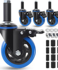 4 Inch Prep Table Caster Set Of 4 With Swivel Expanding Stem And Brakes For Stainless Steel Tables And Carts, Dual Bearing Design
