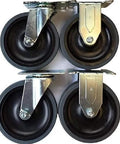 Set Of 4 Replacement Casters For Commercial Carts With 5 Inch Non Marking Grey Rubber Wheels Includes 2 Swivel And 2 Rigid Casters 140 Lb Per Caster 560 Lb Per Set