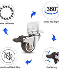 Heavy Duty Casters Set Of 4 With Brake For Baby Beds Carts And Cabinets 1 Inch L Shape Side Mount TPR Plate Wheels 80 Lb Load Capacity Ideal For Furniture Tables And Trolleys Smooth Movement And Floor Protection showing 360-degree rotation and dual locking feature