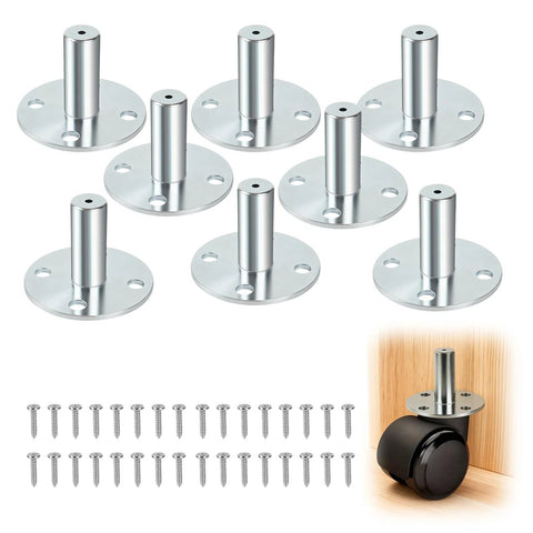 8 Pcs Broad Brimmed Caster Socket Kit With 32 Stainless Steel Screws For Seven Sixteenths Inch Caster Stems Durable Inserts