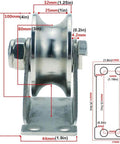 Side view of Caster Wheel with Groove,Heavy Duty Sheaves Track Pulley,304 Stainless Steel Directional Roller,100mm diameter, Double Bearing.