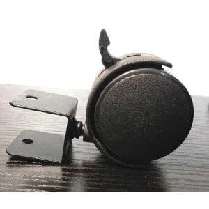 ✝️ 100-Pack Caster Wheel 2 Inch - Brake Special Design U-Bracket Caster on wooden surface, side view