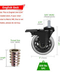 5 Pack 3 Inch Heavy Duty Caster With Brake 5 Sixteenth Inch 18 UNC Threaded Stem Rubber Locking Wheel image
