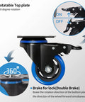 3 Inch Caster Wheels Set Of 4 Heavy Duty With Brake And Dual Locking Casters, Quiet Polyurethane Foam Wheels, Side View