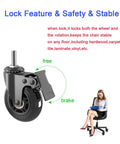 Five Pack 3 Inch Caster Wheels With Safety Dual Locking Brakes for stability on multiple floor types, featuring swivel threaded stem