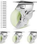Heavy Duty Caster Wheels 4 Inch - 2500 LBS, PP Plate Castor Set of 4 with Double Ball Bearings, Non-Marking industrial swivel casters
