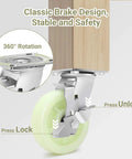 Side view of Heavy Duty Caster Wheels 6 Inch - 4500 LBS, PP Plate Castor Set of 4 with lock mechanism and 360° rotation.