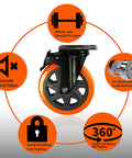 Heavy Duty Swivel Caster Wheels Set Of 4 With 6 Inch Wheels Silent Operation And Double Locking For Workbenches Carts