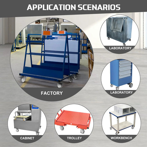 Application scenarios for 4 Inch Caster Wheels Set of 4 with Thermoplastic Rubber Silent Castors