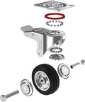 Exploded view of 3 Inch Heavy Duty Caster Wheels With Two Brakes And Screws Set Of 4 Silent Rubber Castors For Furniture No Floor Marks Silver