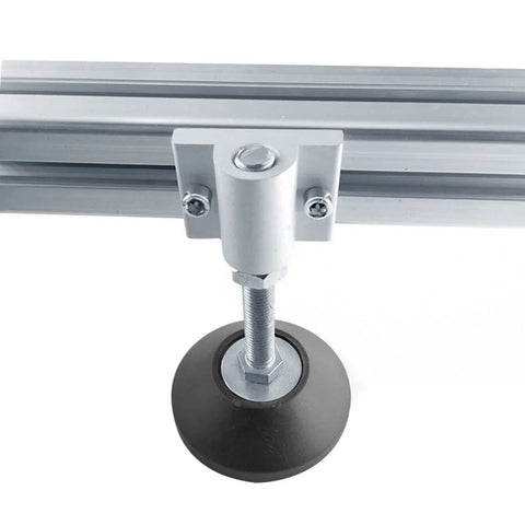 Side view of Six Piece Caster Wheel Connector Bracket Set For 2020 Series Aluminum Extrusion Profile Wheel Feet Mount Fixing Accessories Five Sixteenth Inch Thick Aluminum Alloy 6063 Anodized Finish.