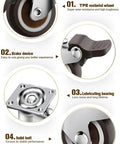 Detailed diagram of 1 Inch Small Caster Wheels With Two Brakes And Screws Low Profile Silent Casters Set Of 4 For Cart And Furniture
