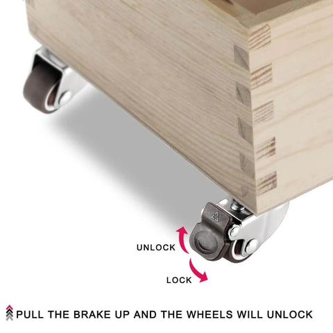1.5 Inch Caster Wheels Heavy Duty Set of 4 Rubber 360 Degree Swivel Plate Casters with brake attached to wooden furniture
