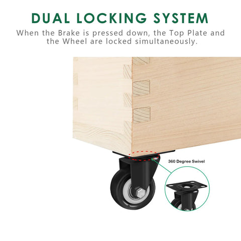 Swivel Plate Caster Wheels Replacement 2 Inch Set Of 4 Heavy Duty Industrial Casters for Furniture shown under wooden furniture corner