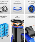 Heavy Duty 4 Inch Caster Wheels Set Of 4 With Locking Swivel Brakes Industrial Plate Casters construction details and features