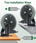 5 Inch Heavy Duty Caster Wheels Set Of 4 With Brakes, Silent Swivel Top Plate Locking Casters, Grey Polyurethane Casters installation