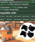 Foot Caster And Caster Wheel Kit For 6 Gallon And 16 Gallon Wet Dry Vacuums Plate Casters Set Of 4 Compatible With Ridgid WD Series Vacuums