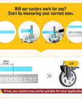 Measurement guide for 5 Inch Total Locking Stem Caster Wheels Set of 4 Heavy Duty Swivel Castors with 3/8 Inch 16 x 1 Threaded Stem