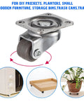 One Four Pack Half Inch Low Profile Caster Wheels With Rubber Rollers for small furniture, cabinets, drawers, and appliances.