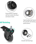Threaded Stem Casters 5/16-18UNC With Brake Set Of 4 Heavy Duty 3 Inch Swivel Casters With Safety Locking, polyurethane wheel