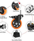 Heavy Duty 4 Inch Caster Wheels Set of 4 with Locking Swivel Casters for Furniture, Workbenches and Carts, 1/2 Inch Threaded Stem