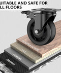 Heavy Duty 4 Inch Caster Wheels Set Of 4 With Brakes And Locking Swivel Plate Industrial Castors on different floor types