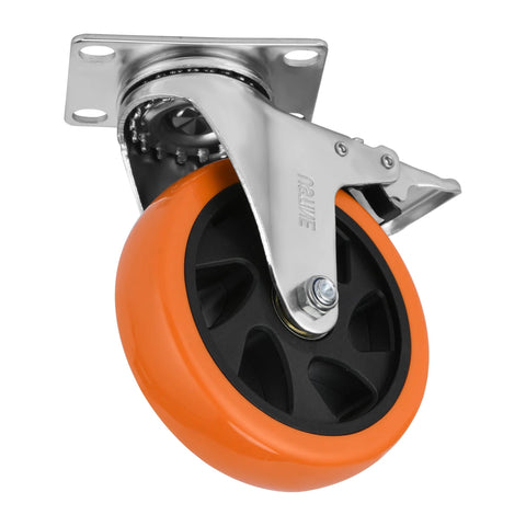 Five Inch Caster Wheels Set Of Four With Two Swivel Casters With Brakes And Two Rigid Casters For Flexible Mobility 360 Degree Rotating