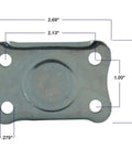 Top view of Heavy Duty Rubber Caster Wheel With Rigid Non Swivel Top Plate For Furniture And Carts 2 Inch Wheel Size 125 Lb Load