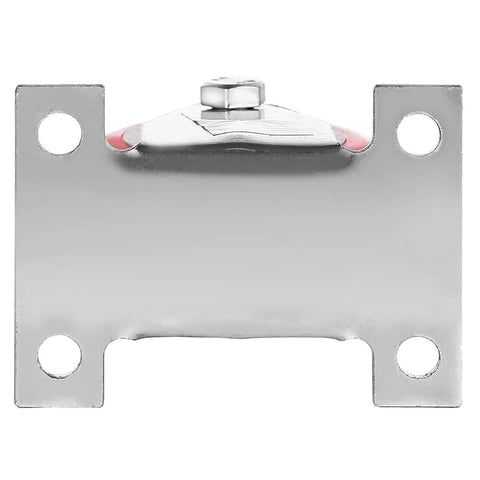 Top plate mounting for 12 Pack 2 Inch Rigid Caster Wheels with red polyurethane tires, featuring fixed design.