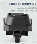 Foot Caster And Caster Wheel Set For Plate Caster Replacement Compatible With 6 To 16 Gallon Wet Dry Vacuums, front view