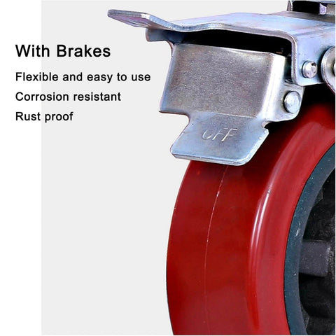 Close-up of Heavy Duty 6 Inch Locking Swivel Caster Wheels for Scaffolding showing brake mechanism and corrosion resistance.