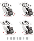 Set of 4 1 Inch Caster Wheels for Furniture Silent Bearing Swivel Plate Casters with Brakes and screws included