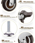 Close-up details of 1-Inch Small Caster Wheels With 2 Brakes, Low-Profile Silent Cart Casters, 90 Lb Capacity, M8x20mm Screws Included