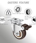 Heavy Duty 2 Inch Caster Wheels Set of 4 with Locking Casters for Carts, Furniture, Workbenches and Storage Boxes features