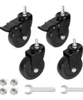 Caster Wheels 4 Inch Locking Stem Casters Swivel Stem Casters For Original Large Green Egg Rolling Cart Quiet Noiseless Threaded Stem Castors Set Of 4 Heavy Duty Black