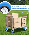 5 inch heavy duty caster wheels set of 4 rated 3500 lb total with cart on grassy lawn