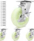 Heavy Duty Caster Wheels 6 Inch - 4500 LBS, PP Plate Castor Set of 4 with Double Ball Bearings, non-marking quiet industrial swivel casters