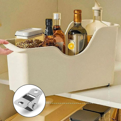 Storage box with bottles and a highlight of one 12 Pcs Half Inch Small Caster Wheels With Unidirectional Non Swivel Plate Casters And Rubber Wheels For Furniture And Small Appliances.