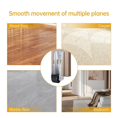 Two Piece Side Mount Caster Wheels Non Slip Heavy Duty Directional Castors For Wood Doors And Furniture Support, shown on various floor types