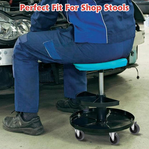 4 Inch Stem Caster Wheels Set Of 4 Heavy Duty Swivel Casters TPR Replacement For Utility Carts Mop Buckets And Shop Accessories 175 Lb Per Caster 700 Lb Total Load Easy Installation With Grip Ring Stem And Insert Sleeve on shop stool in garage