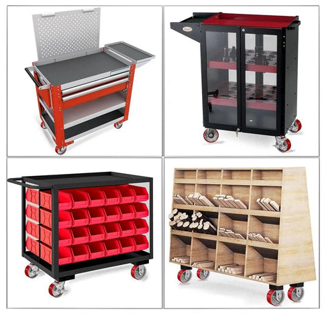 Industrial Heavy Duty Caster Wheels Available In 4 5 6 And 8 Inch Diameters on tool carts and storage units