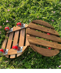 Wooden platforms with Heavy Duty 1.5 Inch Caster Wheels Set Of 12 With Brakes, Swivel Locking Casters, Red PVC Wheels on green grass
