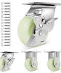 Heavy Duty Caster Wheels 4 Inch - 2500 LBS, PP Plate Castor Set of 4 with Double Ball Bearings, Non-Marking Industrial Swivel Casters displayed