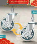 Two Three Inch Caster Wheels Set Of Four With Threaded Stem showcasing easy-to-use brake and relax positions