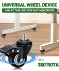 Set Of 8 M8 Caster Wheels 2 Inch Swivel Threaded Stem With Dual Brake Heavy Duty 360 Degree Polyurethane Noise Free Locking