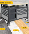 Tool cart on various floor types with 5 Inch Total Locking Stem Caster Wheels Set of 4 Heavy Duty Swivel Castors with 3/8 Inch Threaded Stem.