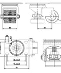 Technical schematic of Leveling Casters Set Of 4 Heavy Duty Retractable Wheels Low Profile 80F Swivel Workbench Castors 4200 Lbs