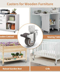 2 Inch L Shaped Swivel Plate Casters With Brakes, TPR Silent Furniture Wheels for cabinets, sewing tables, cribs, 4 pcs image