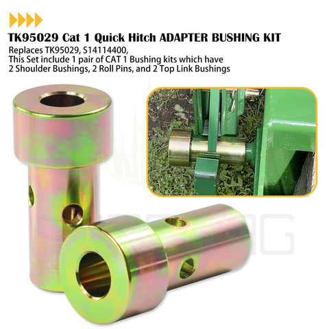 Two Pack Cat 1 Quick Hitch Adapter Bushing Kit For Category I 3-Point Tractors Include 5-1/2 Inch Top-Link Pin in steel