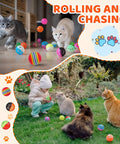 Cats playing with 300 Pcs Cat Balls Bulk Plastic Lattice Balls Colorful Assorted Pack Kitten Ball with Bells for Indoor Cat Stray Kitten to Chase Pounce Play outdoors.